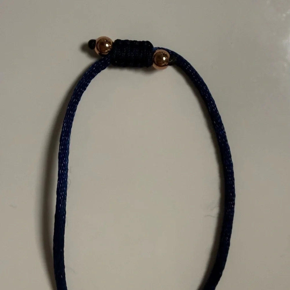 Sparkling Evil Eye Cord Necklace - Adjustable Navy Blue Silk